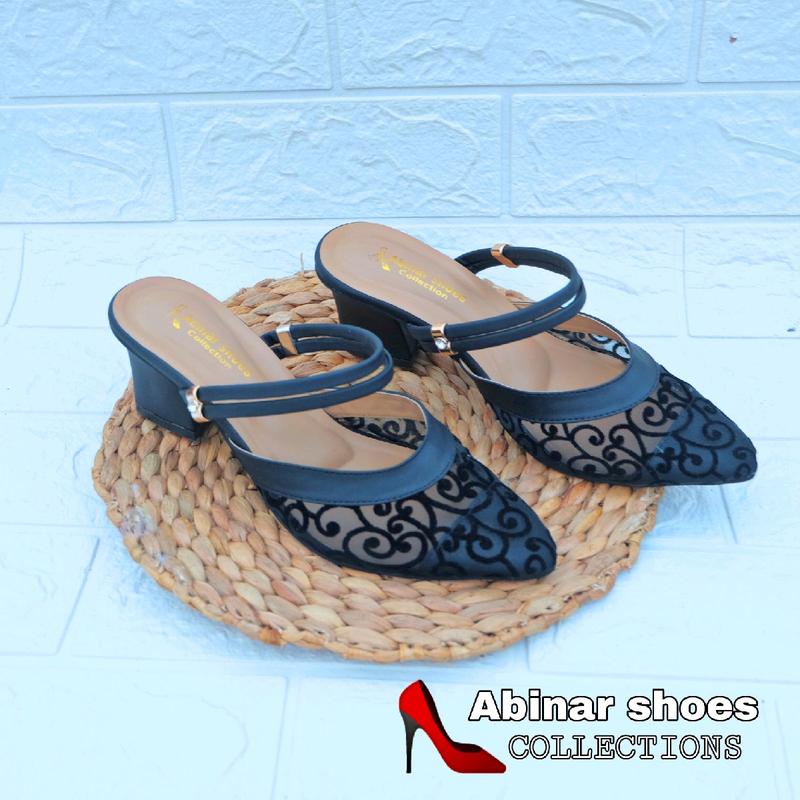 Wedges flat brukat/sandal wanita pesta hak 5 cm Shoes Sendal wanita clairine shoes ringan tan krem Modest Brown sepatu heels 4