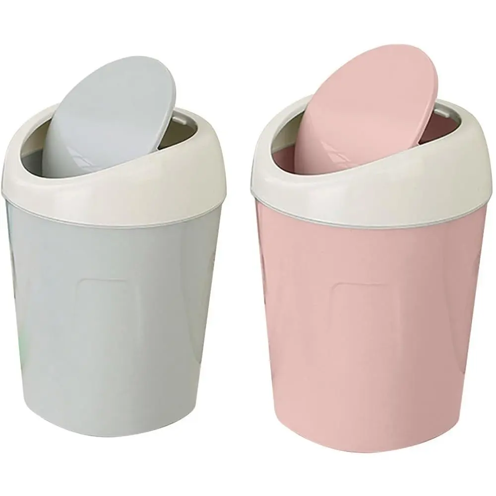 Tong sampah kreatif mini, penutup buaian kecil, tong sampah plastik untuk bilik tidur, bilik mandi, pejabat dan bilik tidur