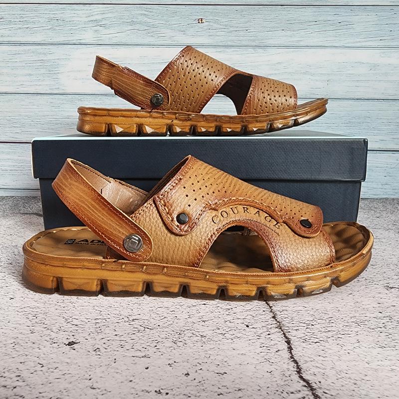 Dép da nam cao cấp Thái Lan ,dép nam trung niên cho bố, đế kếp khâu 2 đường chỉ toàn bộ chắc chắn