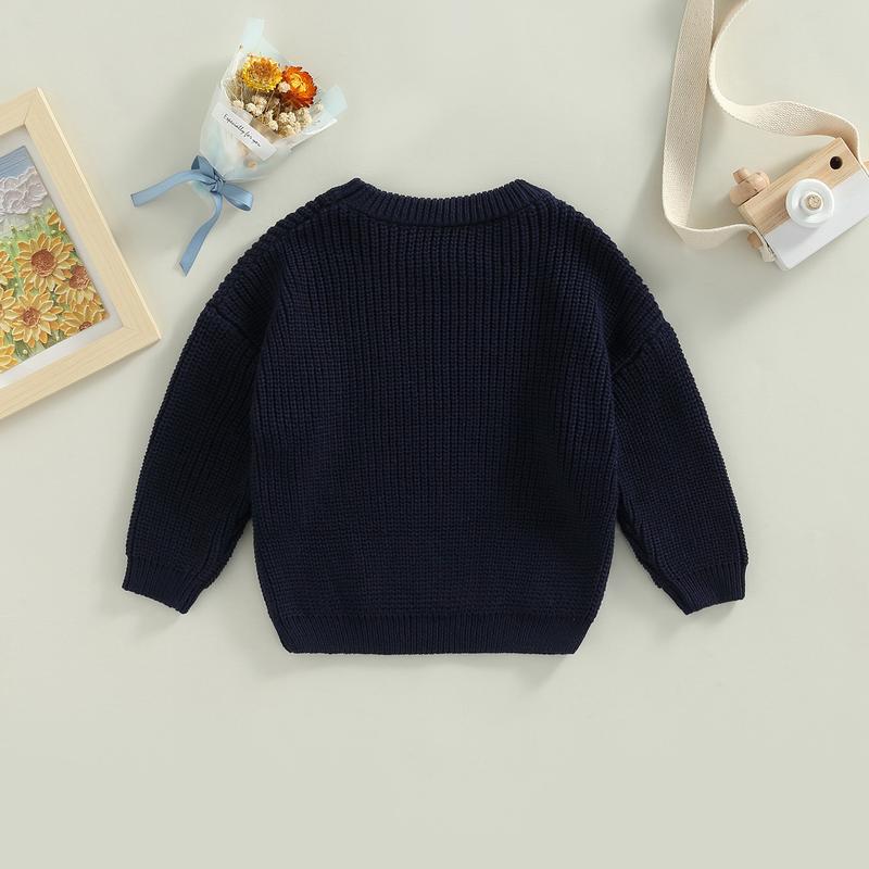 Product Introduction of Toddler Baby Round Neck Sweaters, Long Sleeve Solid Color Loose Knitted Pullovers 48