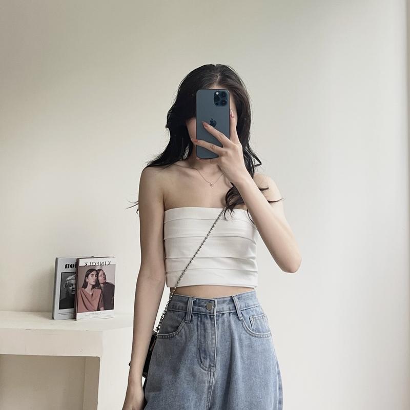 Áo Quây Jean Xếp Ly, Áo Ống Chun Sau Lưng Miho House