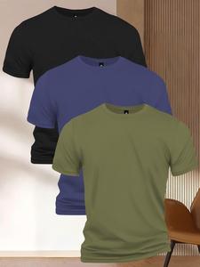 Men's Solid Color Short Sleeve Tee, Casual Fashion Round Neck T-shirt for Summer, Men's Top for Daily Wear