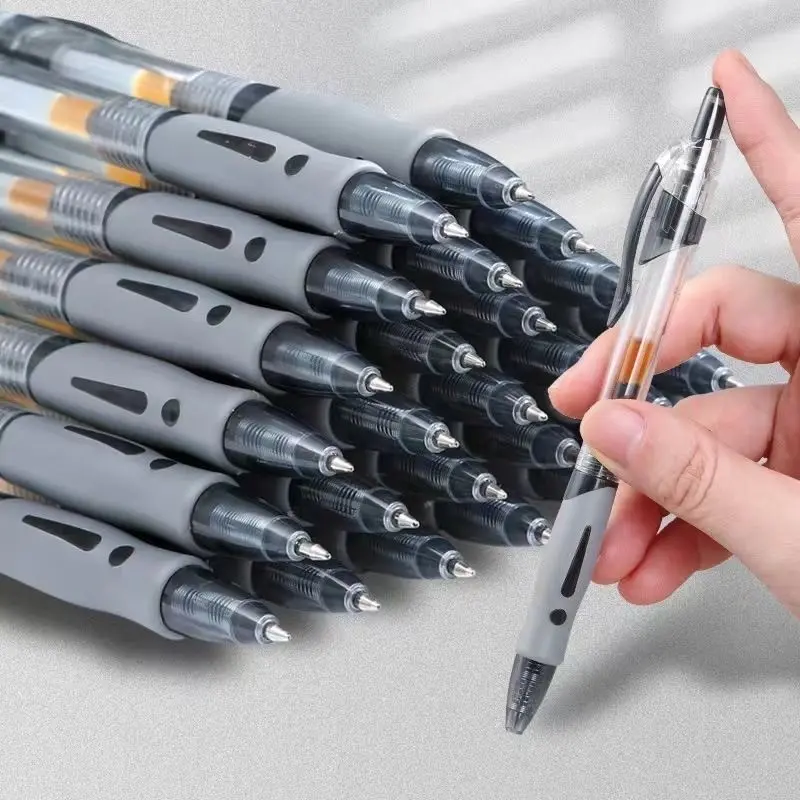 12Pcs/Box 0.5mm Black/Blue/Red Press Neutral Brush Gel Pen Student Office Pen Signature Pen Stationary Supply
