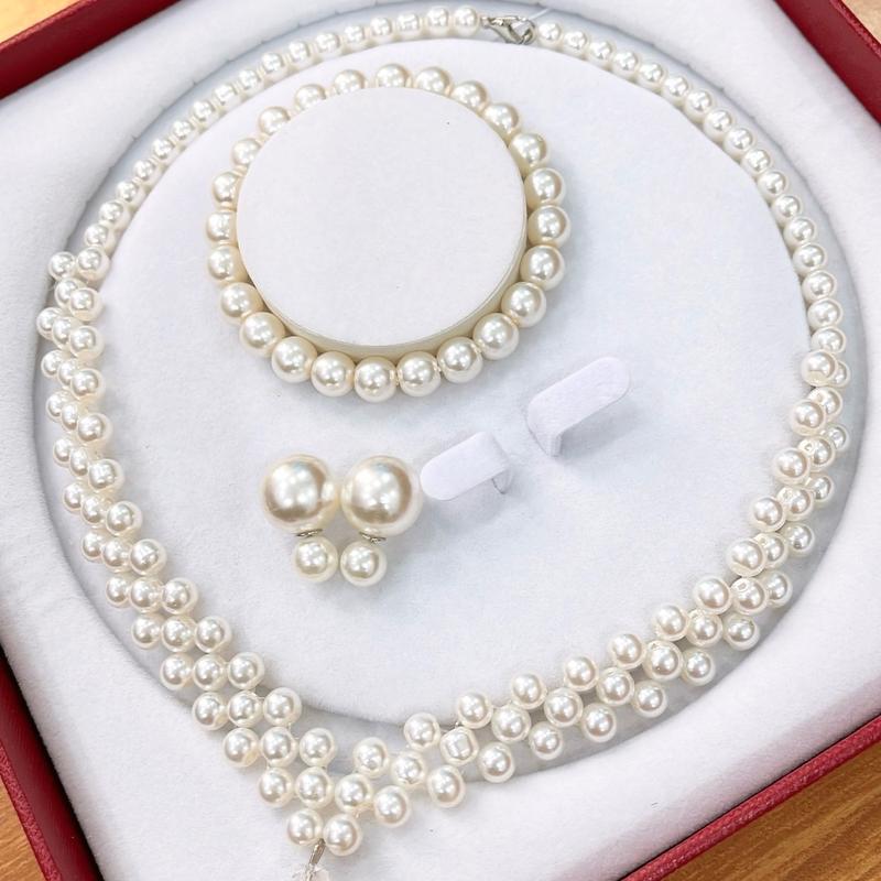 Bộ Ngọc Trai 3 Món Vòng Cổ - Vòng Tay - Bông Tai Tổng Hợp. Quà tặng dịp lễ tết giáng sinh ...Phong Cách Sang Trọng Quý Phái