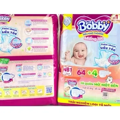 Miếng lót bobby nb108+6 và miếng lót huggies nb108+6 cho bé sơ sinh và mẹ sau sinh 1