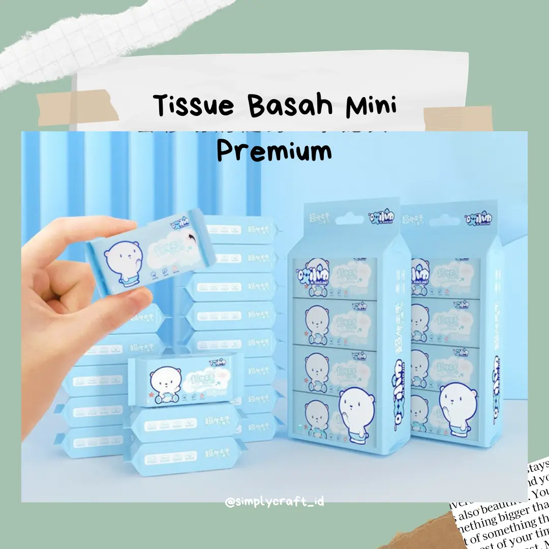 Simply Craft ID - [ ISI 8 LEMBAR ] TISSUE BASAH MINI | TISSUE BASAH TRAVEL 1 BUNGKUS ISI 8 LEMBAR | WET WIPES MINI ECERAN