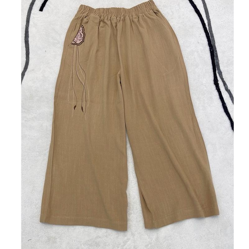 Quần linen 9 tấc thêu túi hoa sen ( Ms 18) Nữ Women 4