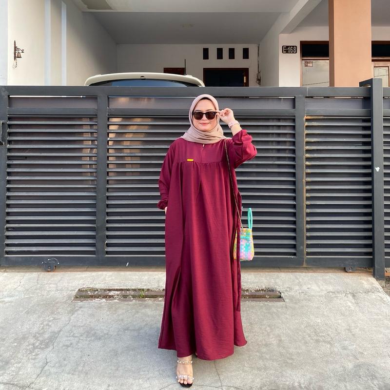 ALIKA GAMIS MUSLIMAH POLO LINEN PREMIUM ZIPER BUSUI FRIENDLY LD 120cm 7