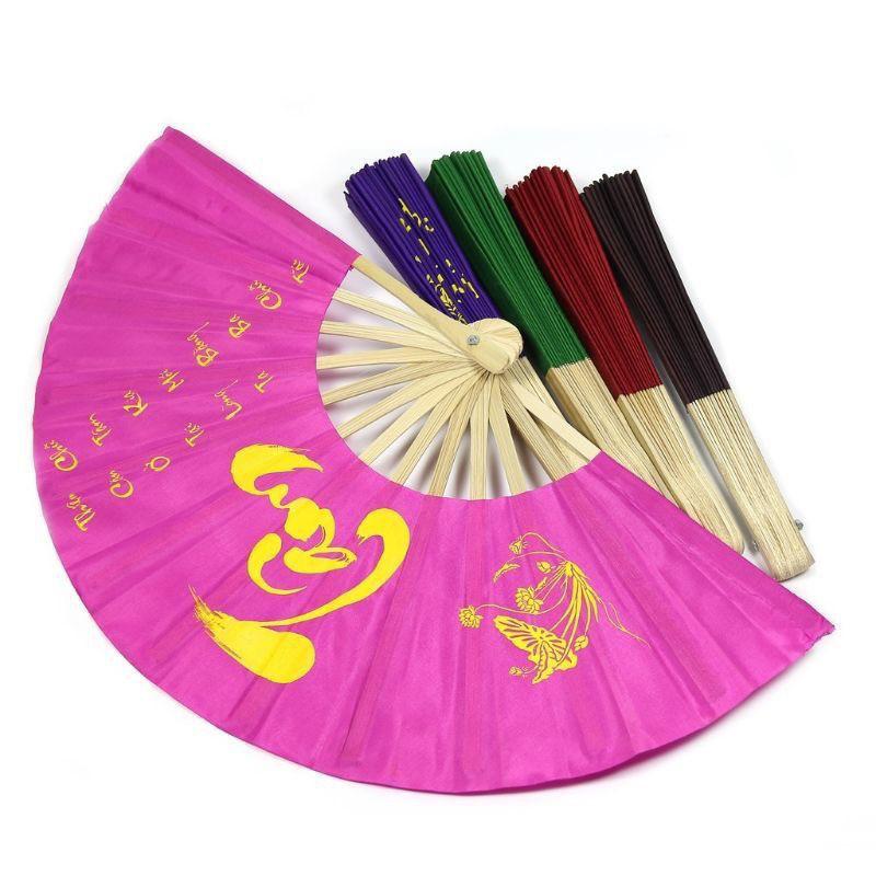Lốc 5 cây Quạt vải lụa quạt tre lụa Thư pháp VN - 2 Size thông dụng