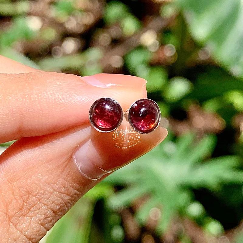 {oo89}   Bông Tai Minimalist Đá Tourmaline Nhiều Màu Thiên Nhiên SP005066 Gypsy.lala 5