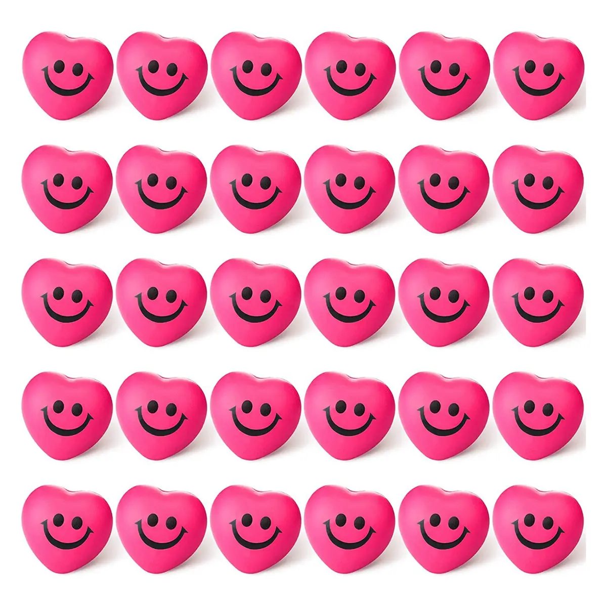 30Pcs 1.5 inch Stress Balls Valentine's Day Heart Shaped Squishy Ball Smile Face Foam Stress Relief Ball