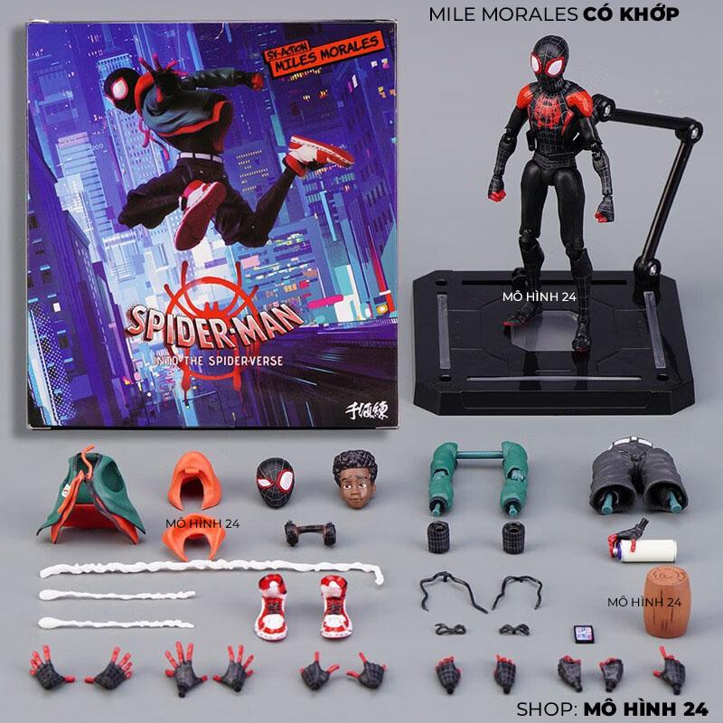 Mô hình đồ chơi Spider man Người Nhện Mile Morales có khớp da đen phim into the spider verse 18cm figma figure có khớp cử động được