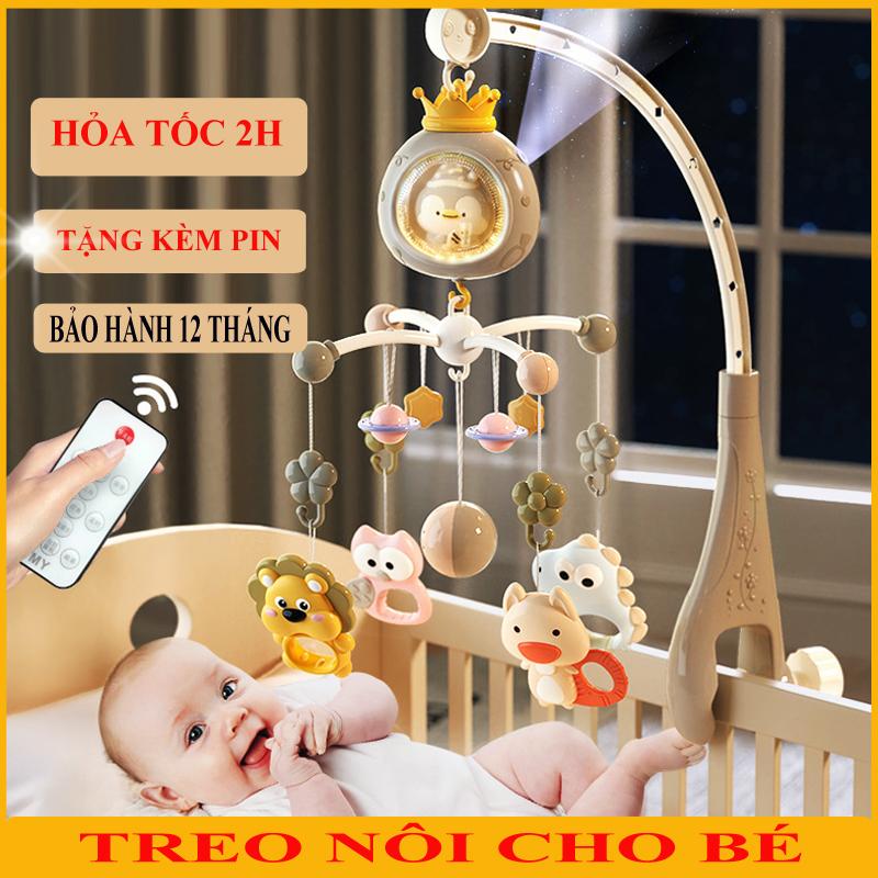Đồ Chơi Treo Nôi Cũi Cho Bé Sơ Sinh – Xoay 360 Kèm Gặm Nướu + Hộp Nhạc + Remote Chế Độ Tự Tắt
