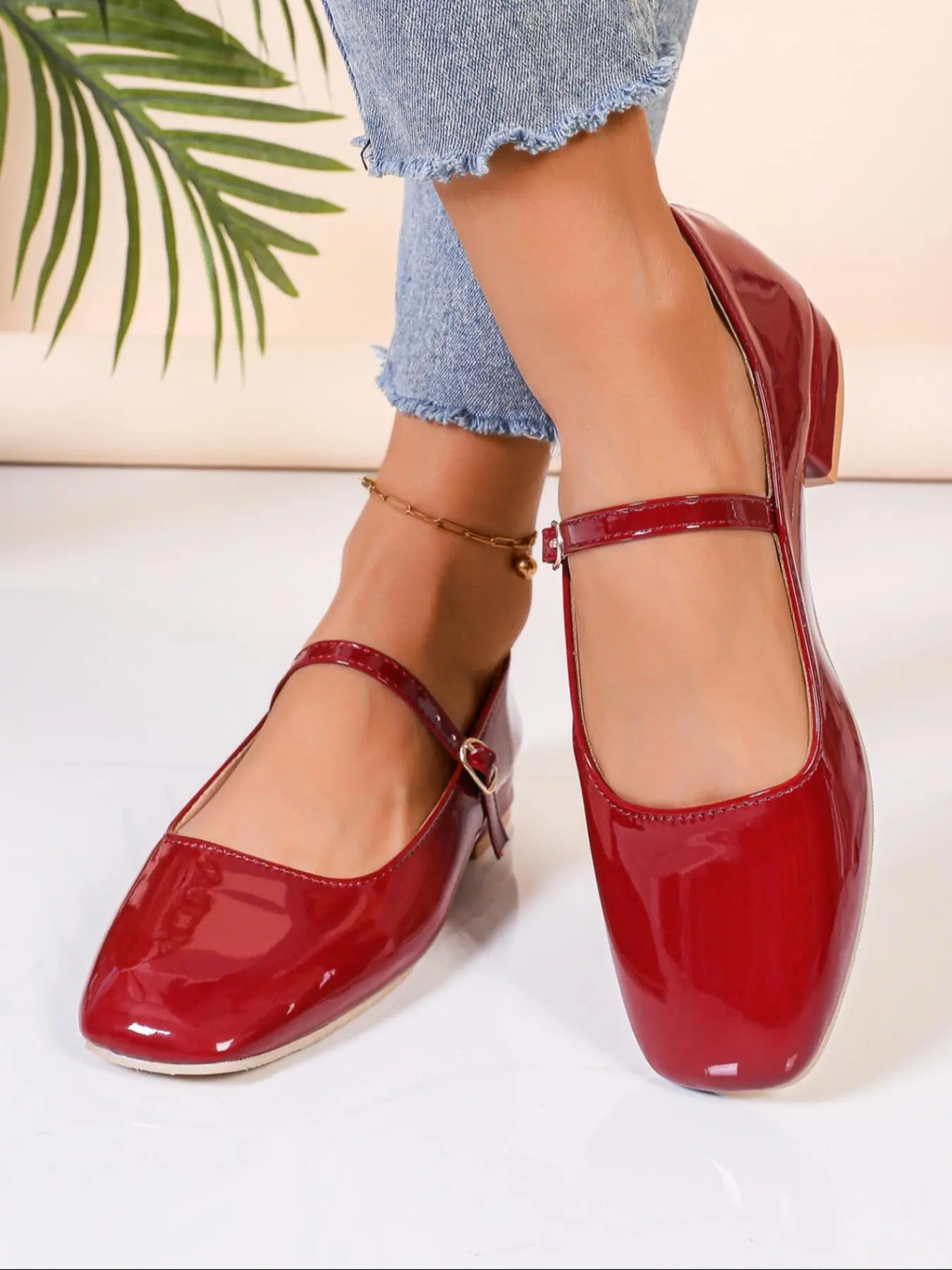 Women's Fashionable Solid Color Mary Jane, Casual Comfortable Square Toe Shoes for Daily Wear, Lightweight Breathable Shoes for All Seasons