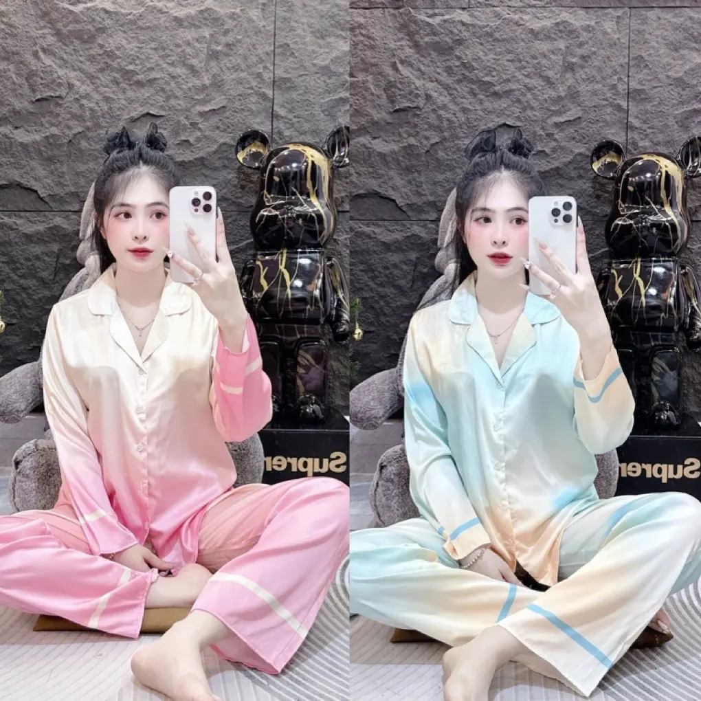 (42-60kg)bộ đồ ngủ pijama LỤA latin mịn  chữ mềm mịn mát