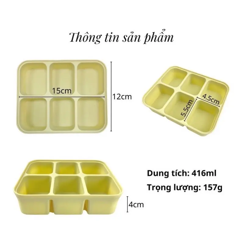 Khay silicon 6 ngăn và 12 ngăn cho bé đựng đồ ăn dặm,dễ lấy đồ ăn 5