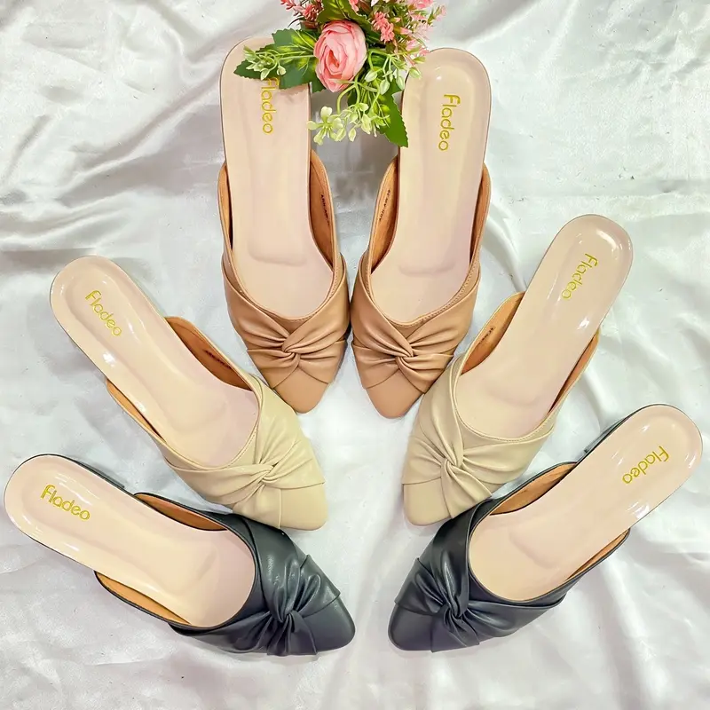 FLADEO Sandal Wanita Hak Tahu 3cm Variasi Pita Silang Nyaman Dipakai Shoes Sendal Naik Size 0
