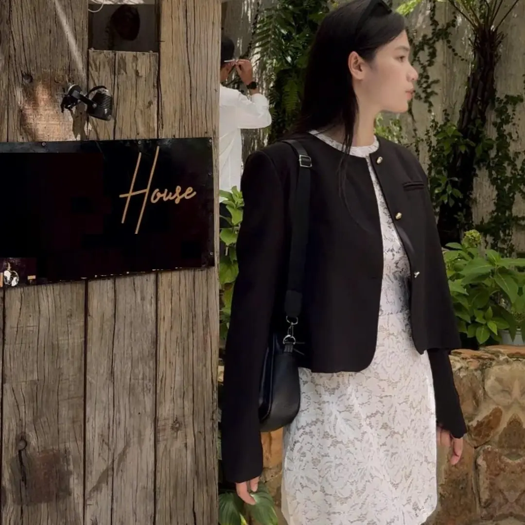 Áo Khoác Vest Blazer Thu Đông Nữ Thời Trang Hàn Quốc Cổ Tròn