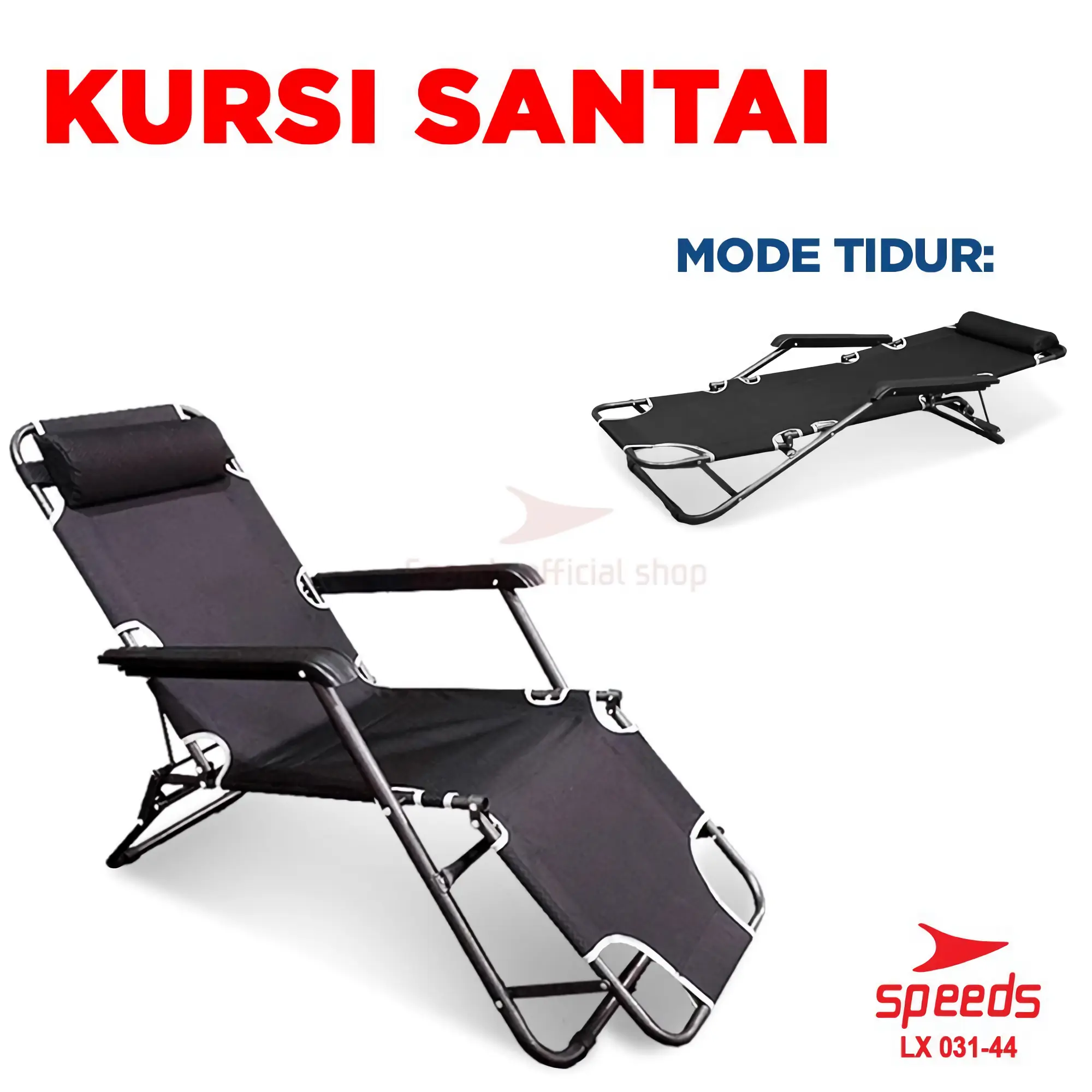 SPEEDS Kursi Malas Tempat Tidur Furniture Indoor Outdoor Kursi Lipat Nyaman 031-44