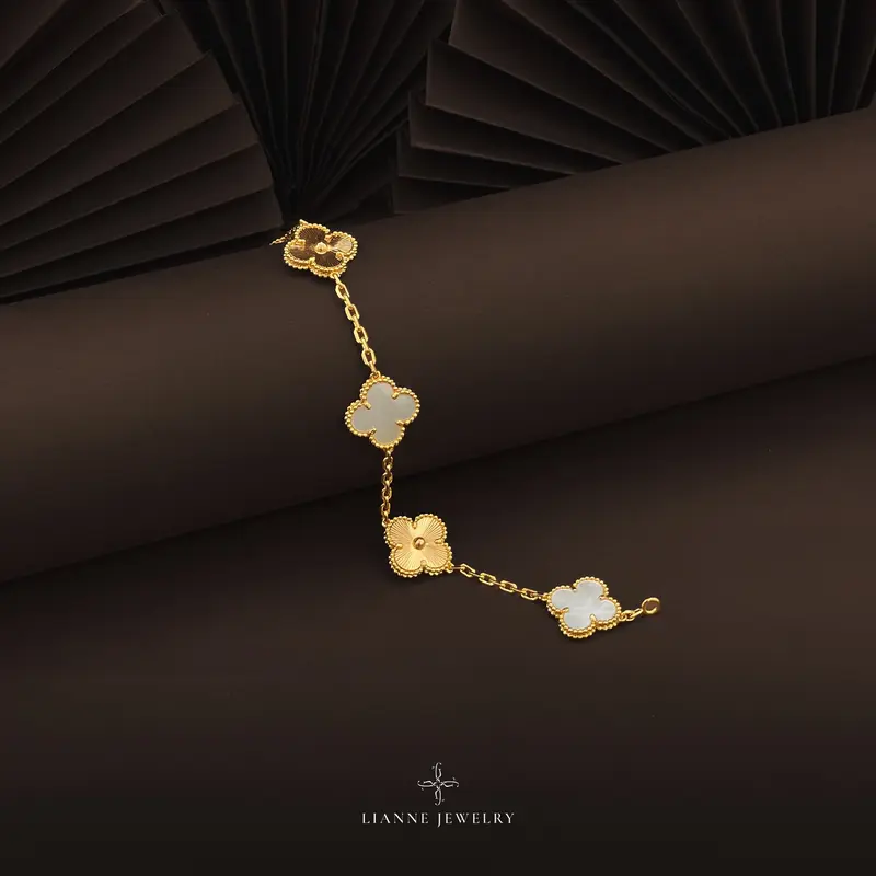 Vòng Tay Hợp Kim Kết Hợp Đá Agate Cao Cấp [Trắng Mặt Trơn] 1