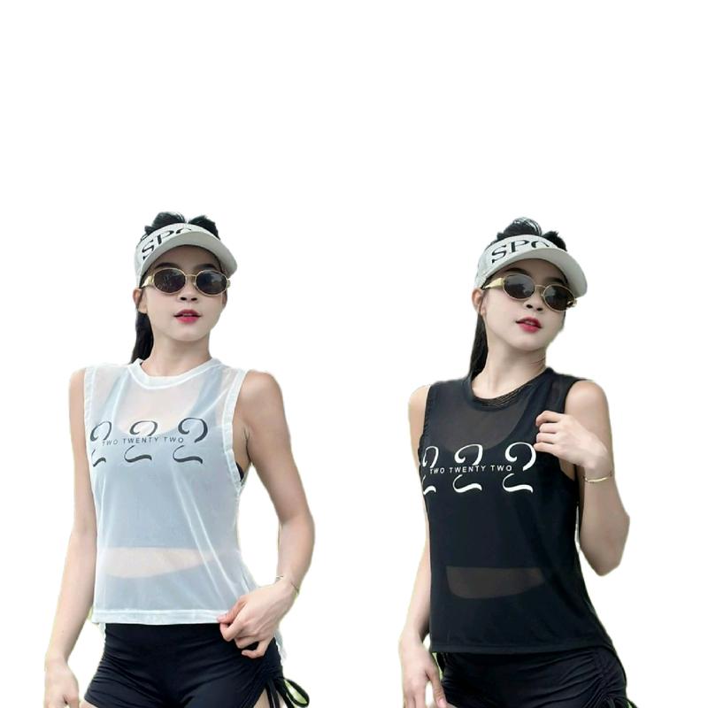 Áo tanktop nữ lưới Y14 với kiểu dáng xẻ tà sau tạo điểm nhấn che khuyết điểm thích hợp GYM chạy bộ , Yoga , Arobic , zumba