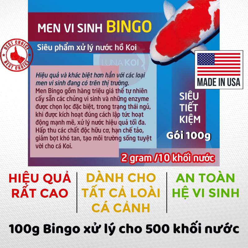  Bingo Men vi sinh TÚI 100g làm trong sạch nước hồ cá Koi cá cảnh xử lý mùi hôi tanh khử chất độc trong nước biozym multibio 