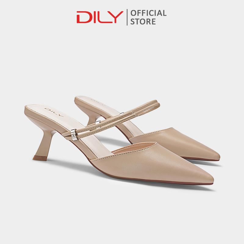  Guốc sục nữ DILY mũi nhọn quai 2 dây tiện lợi dép guốc sục gót nhọn cao 6cm DL0556 