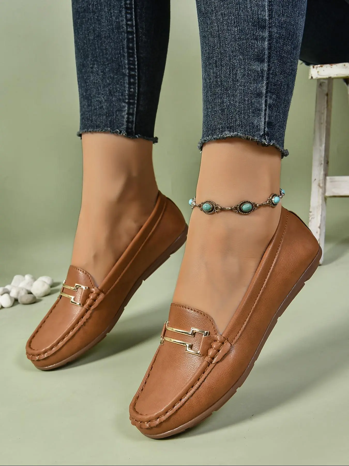 Women's Fashionable Plain Color Slip on Loafers, Casual Comfortable Flat Shoes for Daily Wear, Lightweight Breathable Shoes for Women & Girls