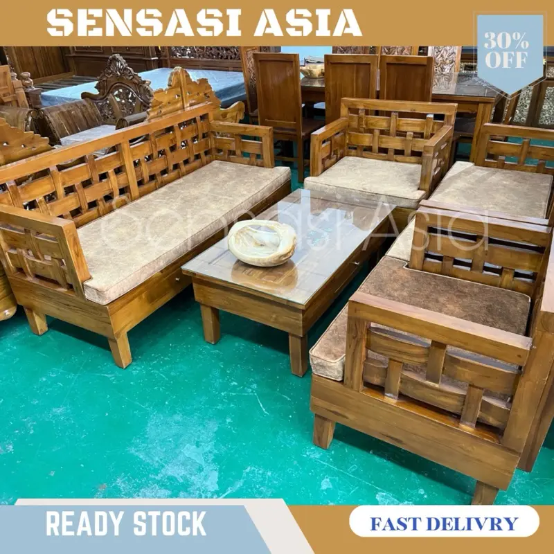 Kerusi Kayu Jati Kepang Kerusi Jati 3211 Sofa set Kayu Jati