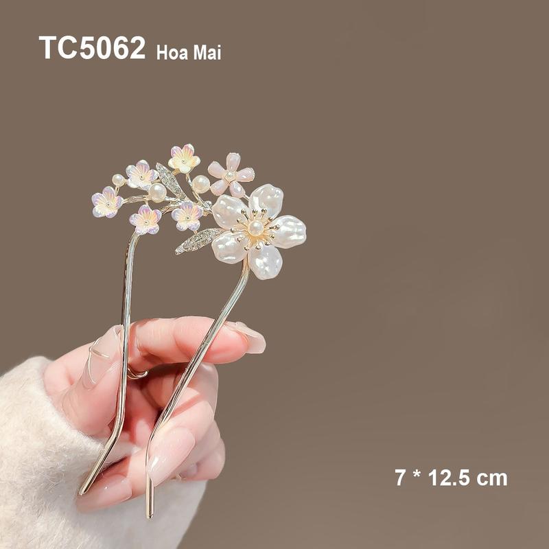  GOTI – Phụ Kiện Tóc Dự Tiệc Quà Cho Nữ - Trâm Cài Hình Hoa Mai Phối Nhiều Hoa Nhỏ Xinh Xắn Quà Tặng Cho Nữ 8 3 20 10 TC5062 