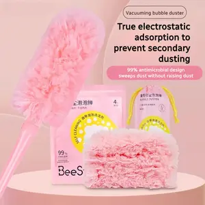 Household dusting folding portable lengthened bubble cleaning duster