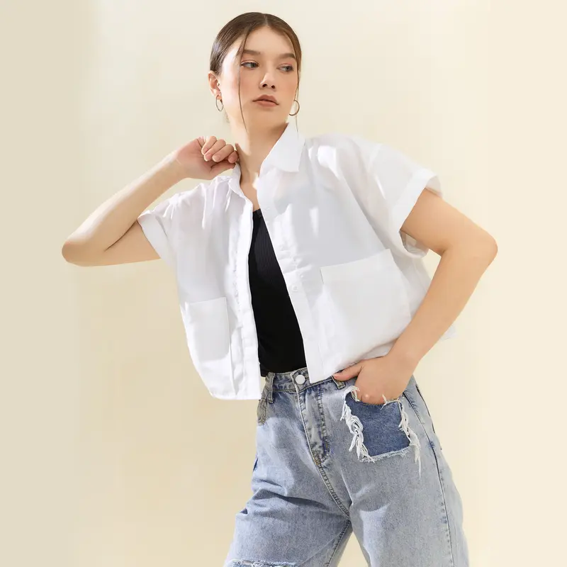 [Qlassuale] Kemeja Boxy Stripe Garis Cewek Basic Baggy Shirts All Size 7