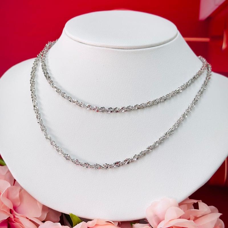   4li  Dây chuyền xoắn hoa bằng Bạc xi bạch kim cho phụ nữ sáng chiếu  Trang Sức 