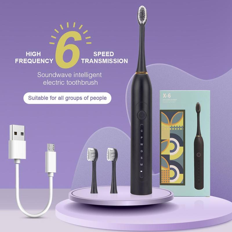 Product Introduction of Electric Toothbrush Set, 1 Box Electric Toothbrush & 3 Counts Replacement Brush Head, Oral Care Product for Men & Women 6
