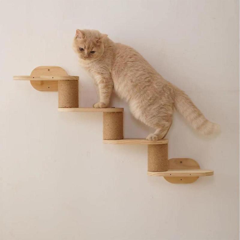 Cat Wall Shelves Cat Climber Cat Wall Climbing Ladder Wood Cat Wall Steps for Scratching 5