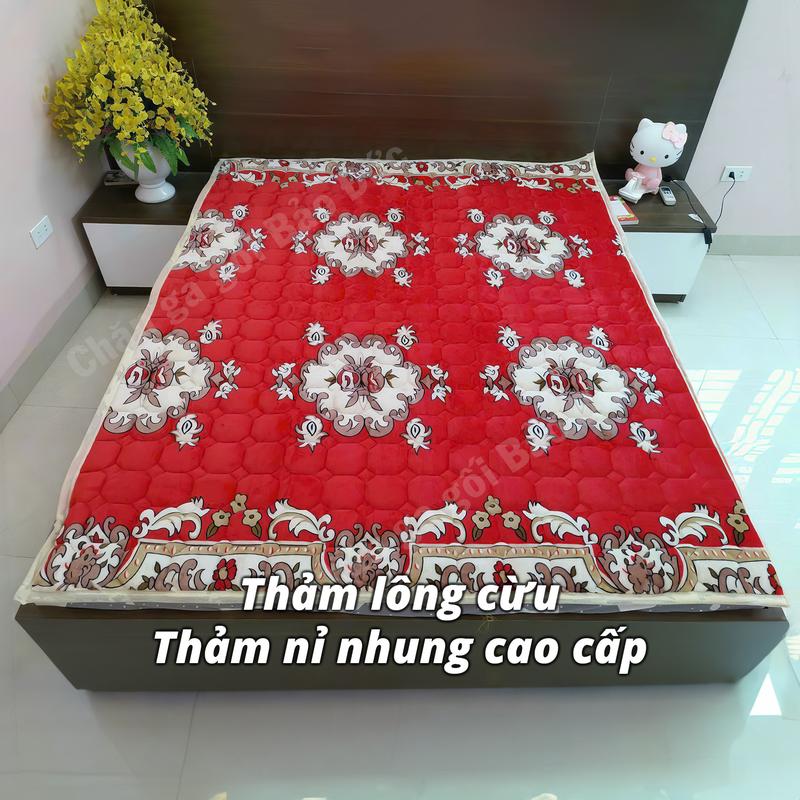 Thảm lông cừu YUKI trải giường, sàn, sập Cotton Thoáng khí Mềm cỡ lớn có thể giặt - Bảo Đức Bedding chan  long cuu