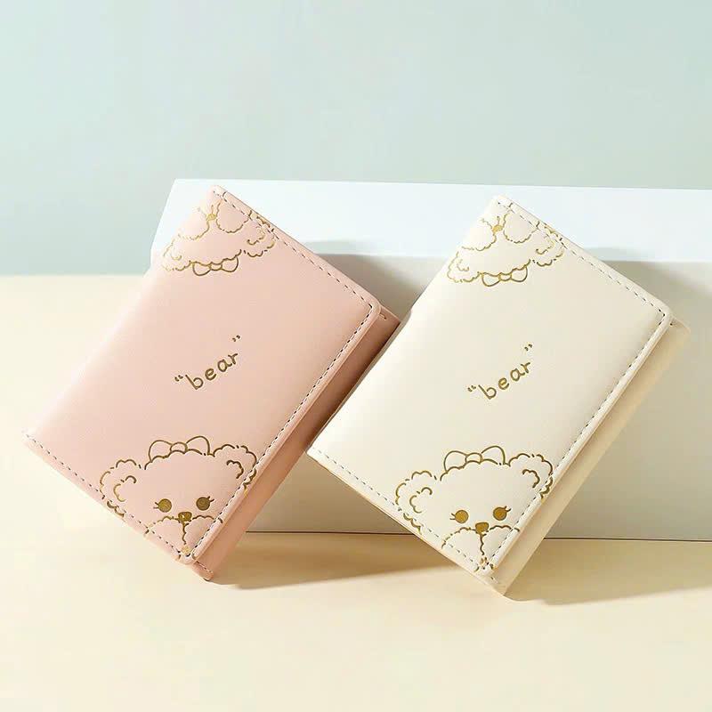 Ví Mini Gấp 3 Họa Tiết Gấu Bear Màu Sắc Dập Nổi Mẫu Mới Nhất Siêu Xinh