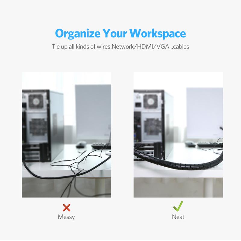 Desktop Wire Wrap Cable Winder Tube Cord Protector Management Cable Organizer Storage Pipe 4