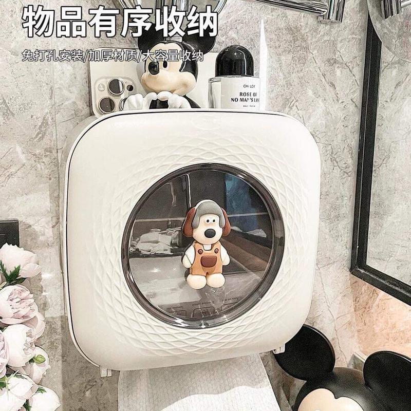 Hộp giấy vệ sinh cao cấp 2024, hộp giấy dán treo tường để đồ phòng tắm,Hộp Đựng Giấy Hộp Đựng Cuộn Giấy Vệ Sinh Đôi Sành Điệu Trang Trí Nhà Tắm