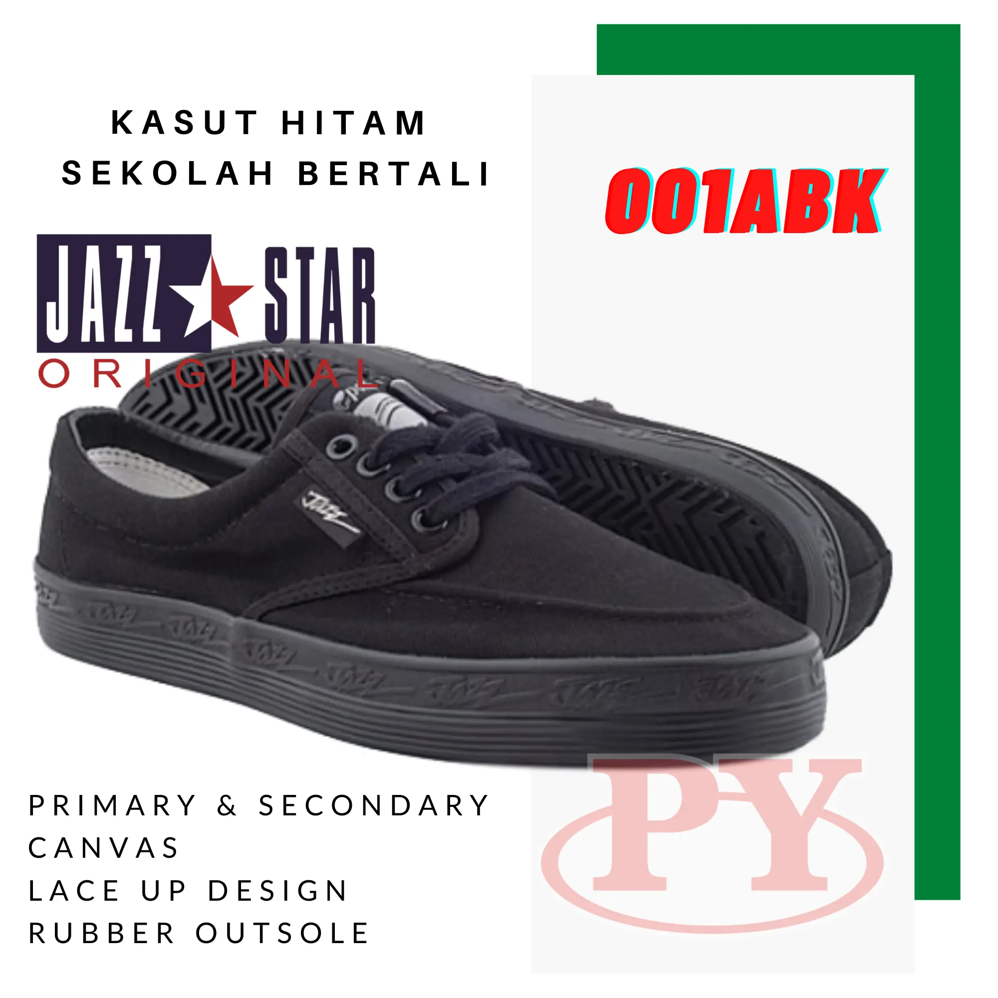 407-001ABK / 407-101ABK - KASUT SEKOLAH PALLAS JAZZ KASUT HITAM BERTALI ( SCHOOL SHOE LACE BLACK PALLAS )
