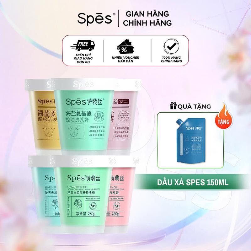 Dầu gội tẩy tế bào chết da đầu Spes tinh chất muối biển thành phần tự nhiên 280g