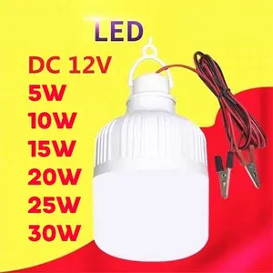 COD Lampu Bohlam LED DC 12V Jepit ke Baterai / Aki Accu 5w 10w 15w 20w 25w 30w lampu  aki  12v  lengkap