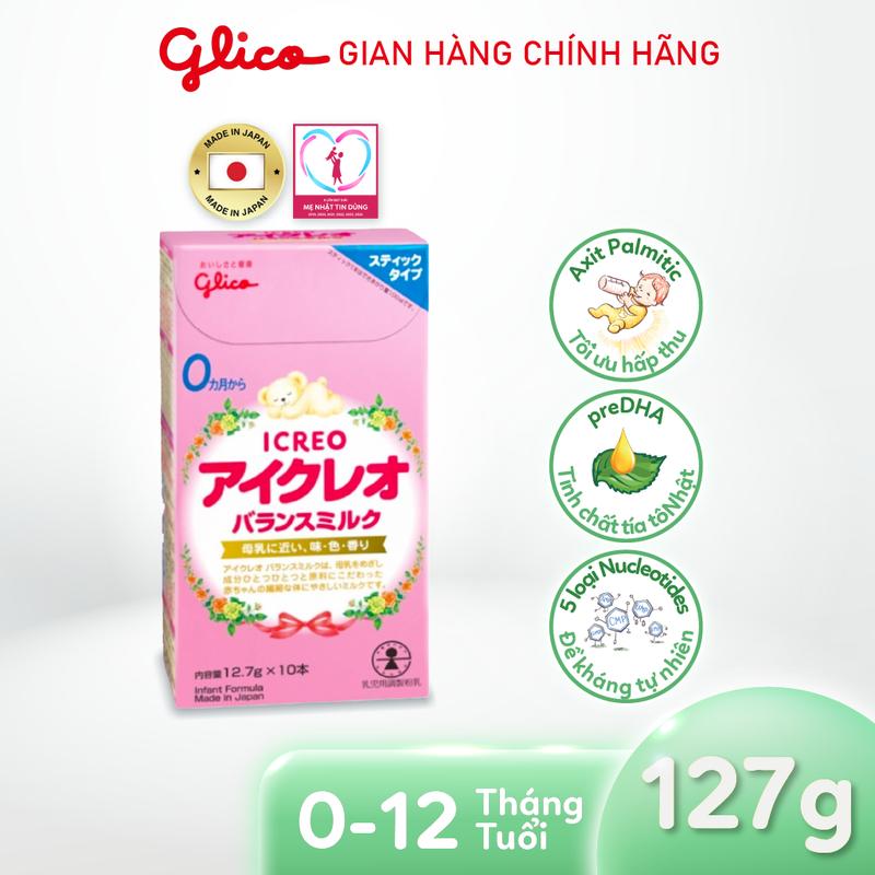 Sữa Glico Icreo Balance Milk (Icreo Số 0) - Hộp 10 x 12,7g/Thanh Tăng Cường Khả Năng Hấp Thụ Dưỡng Chất, Bảo Vệ Hệ Tiêu Hóa, Không Gây Táo Bón