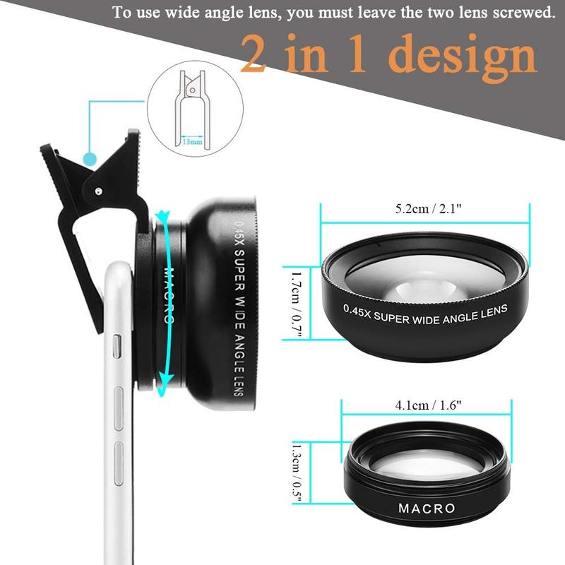 2 in 1 Phone Lens, Portable Phone Camera Lens, HD Imaging Multi-coated Phone Lens, Outdoor Camping & Hiking Equipment 1