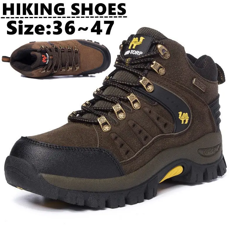 Murah  Wholesale Camel-Classic Men'S Women Hiking Shoes Waterproof Sport Shoes Leather Shoes Climbing & Fishing Shoes Thick Sole Non-Slip Outdoor Boots Cowhide Wear-Resistant Shoes l85G