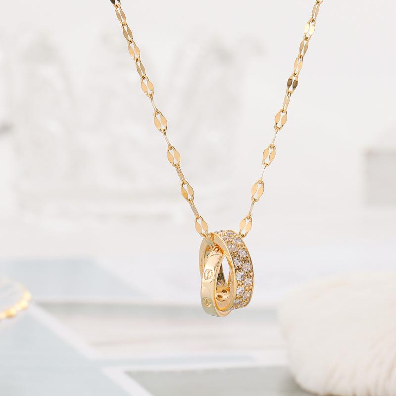 Product Introduction of New Women's Necklace Simple Fashion Korean Style Rose Gold Inlaid Diamond Necklace for Women Gift Necklace Jewelry 4