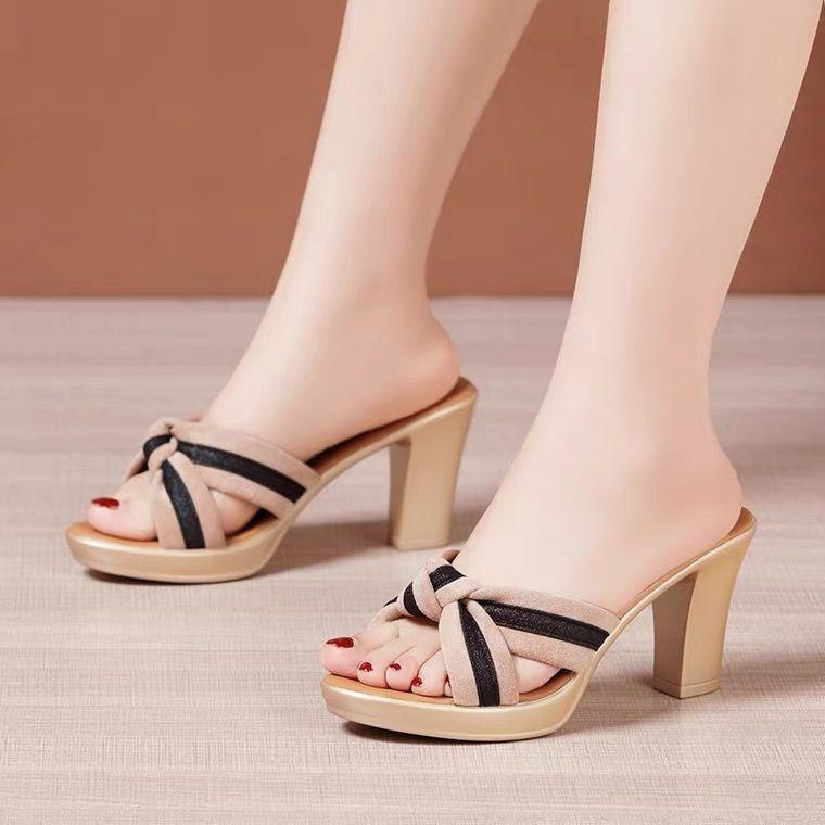 Dép Ngoài Trời, Gót Chunky, Nữ, Hàng Mới Về Mùa Hè, Đế Chống Thấm Nước, Dép Hở Ngón Chân, Thời Trang, Dễ Phối Đồ, Dép Gót Trung Bình 4