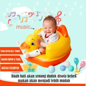 Sofa Kursi Makan Bayi belajar duduk balon Baby Chair Model Tiup Bebek Dengan Music Musik Kursi Bebek Bayi Premium Kuning