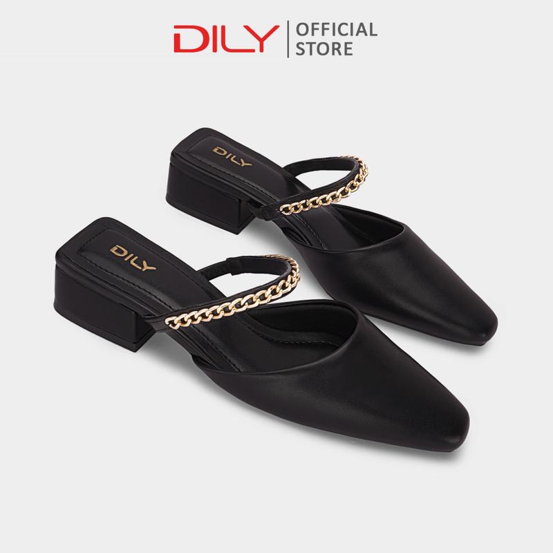  Guốc sục nữ DILY mũi vuông trendy dép guốc quai xích tôn chân gót vuông cao 3cm DL0539 