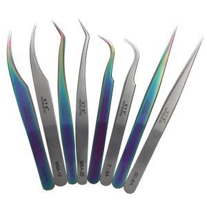 แหนบขนตา มืออาชีพ RESGESTAE 1 ชิ้น สแตนเลส ตกแต่งสีรุ้ง เลือกแหนบป้องกันไฟฟ้าสถิตย์ สำหรับต่อขนตาและแต่งหน้า เครื่องมือ